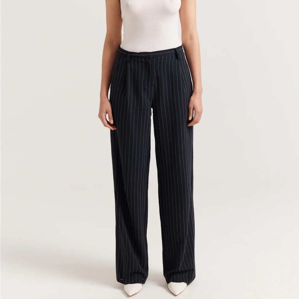 Escada Striped Straight leg pants black white